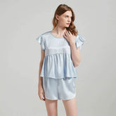 Silk Pajamas - Elegant Ruffle Design Sleepwear 2025 Summer - LANI SILK